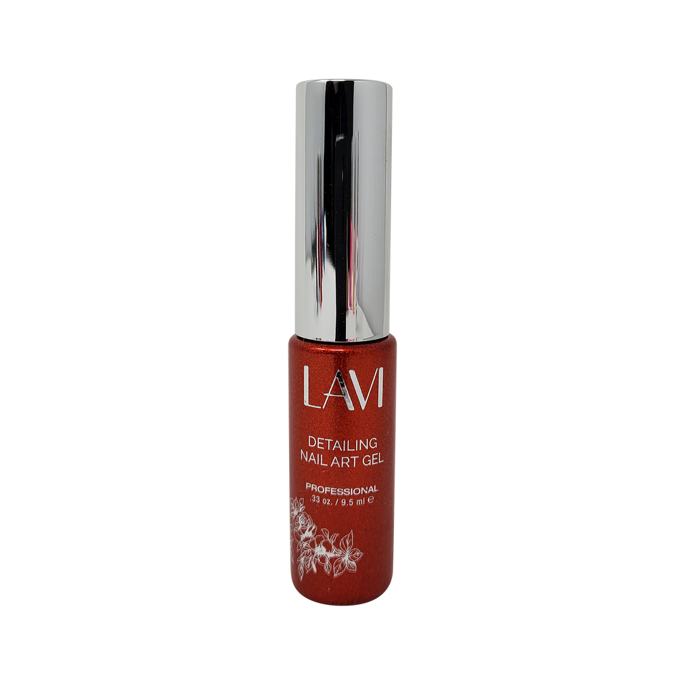 Lavi Detailing Nail Art Gel, 08, RED GLITTER, 0.33oz, (Pk: 12 pcs/box)