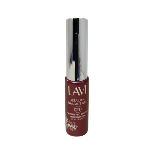 Lavi Detailing Nail Art Gel, 21, GARNET RED GLITTER, 0.33oz, (Pk: 12 pcs/box)